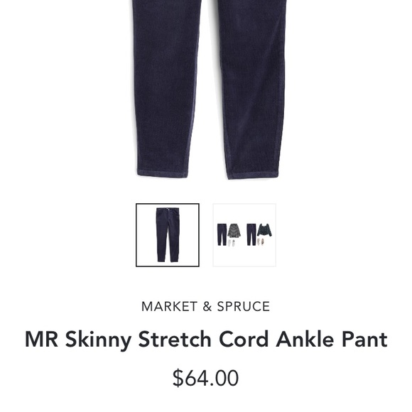 Market & spruce navy cord ankle pant - Picture 7 of 7